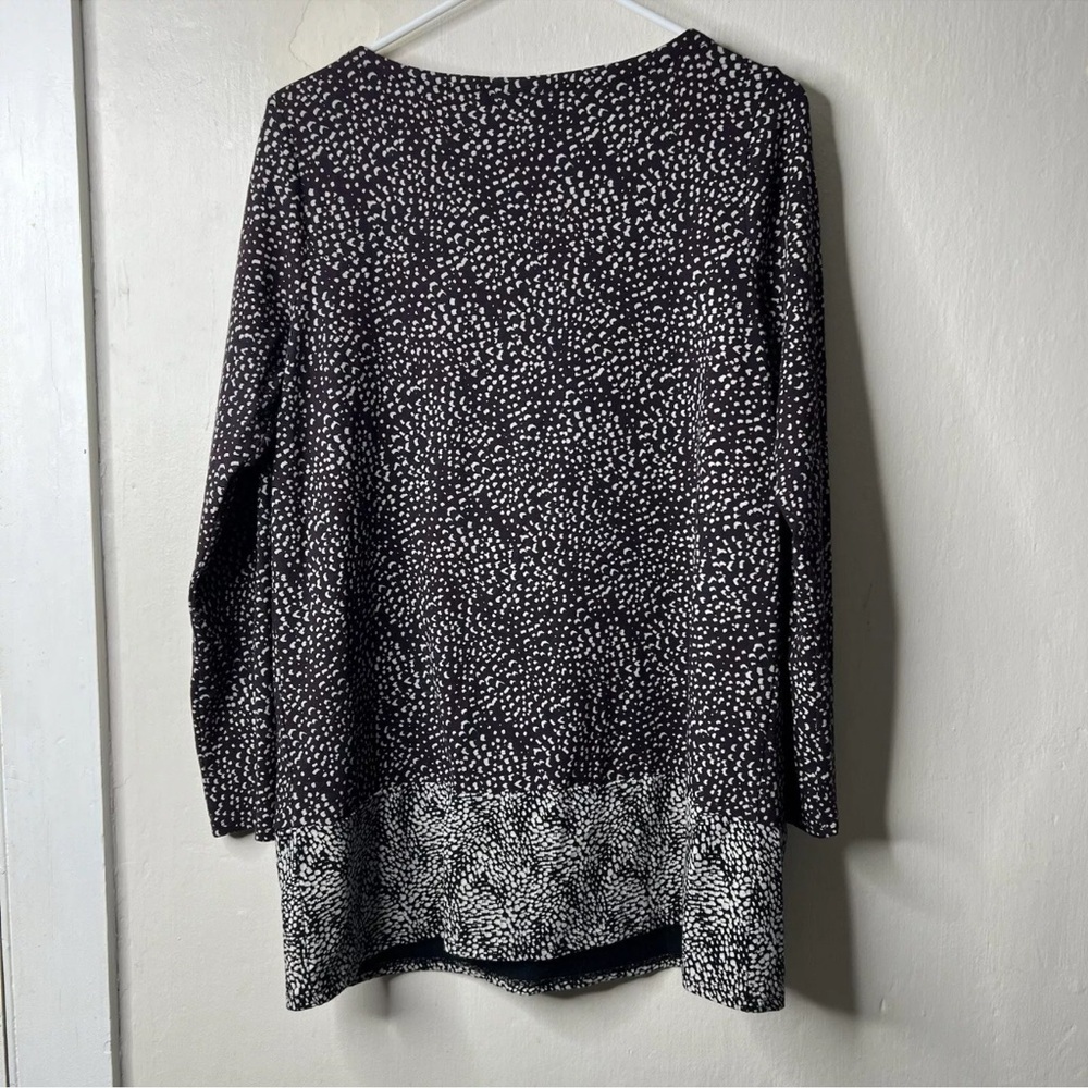J Jill Eggplant Purple Patterned Long Sleeve Cotton Blend Tunic Size Medium - Picture 5 of 7